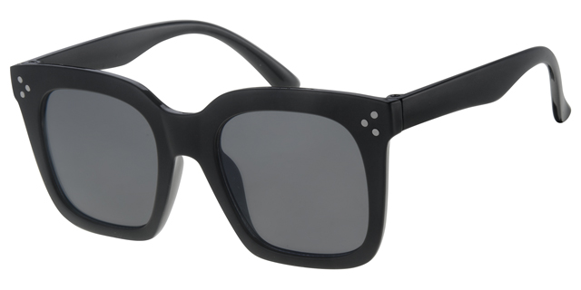 Børne Solbrille blank sort modebrille med sorte glas